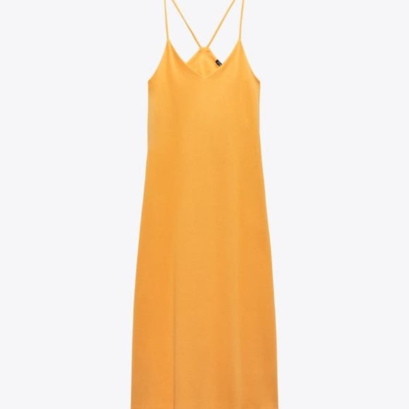 Zara YellowOrange midi dress Size S - Picture 6 of 6
